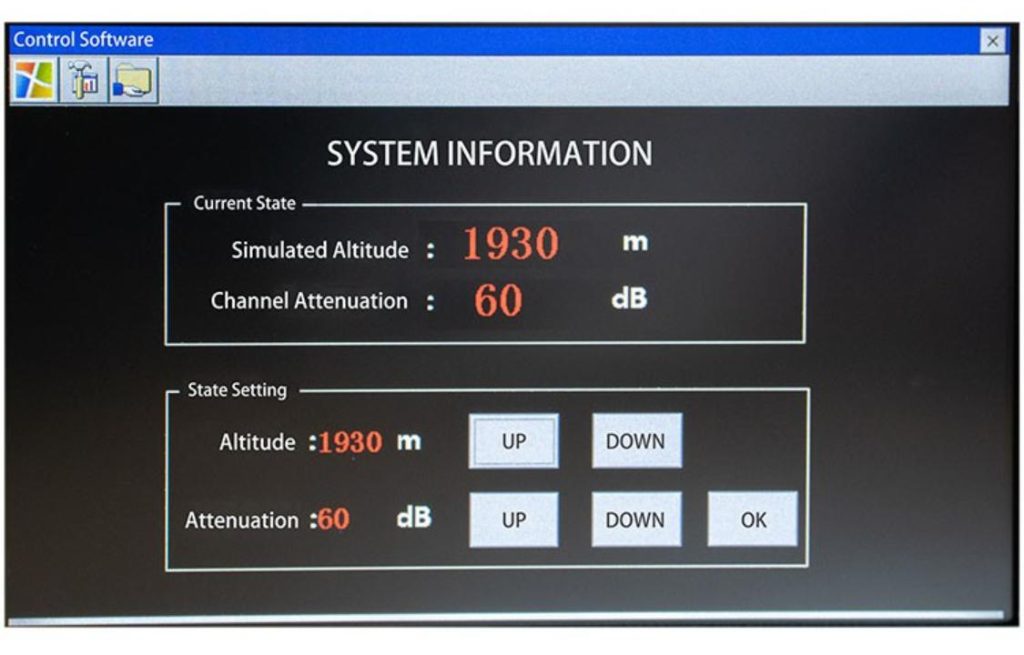 Radio Altimeter Simulator display