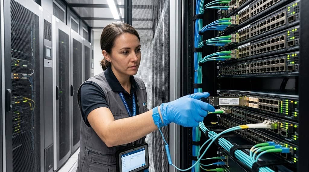 CPO vs Pluggable Optics: Key Differences, Power, Deployment & Selection 9 Data_Center_Field_Maintenance_and_Module_Replacement